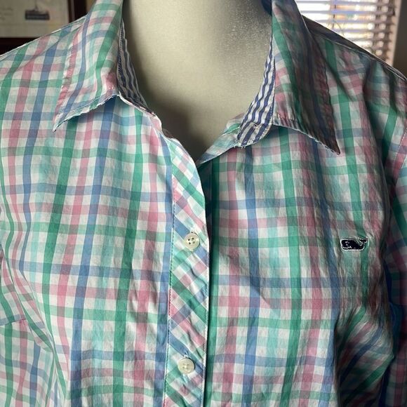 Vineyard Vines Palm Beach Plaid Chilmark Classic Button-Down Shirt - 10 - Picture 2 of 7